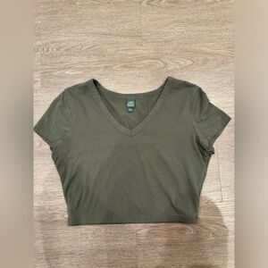 Wild Fable Navy Green Cropped Tee - Medium